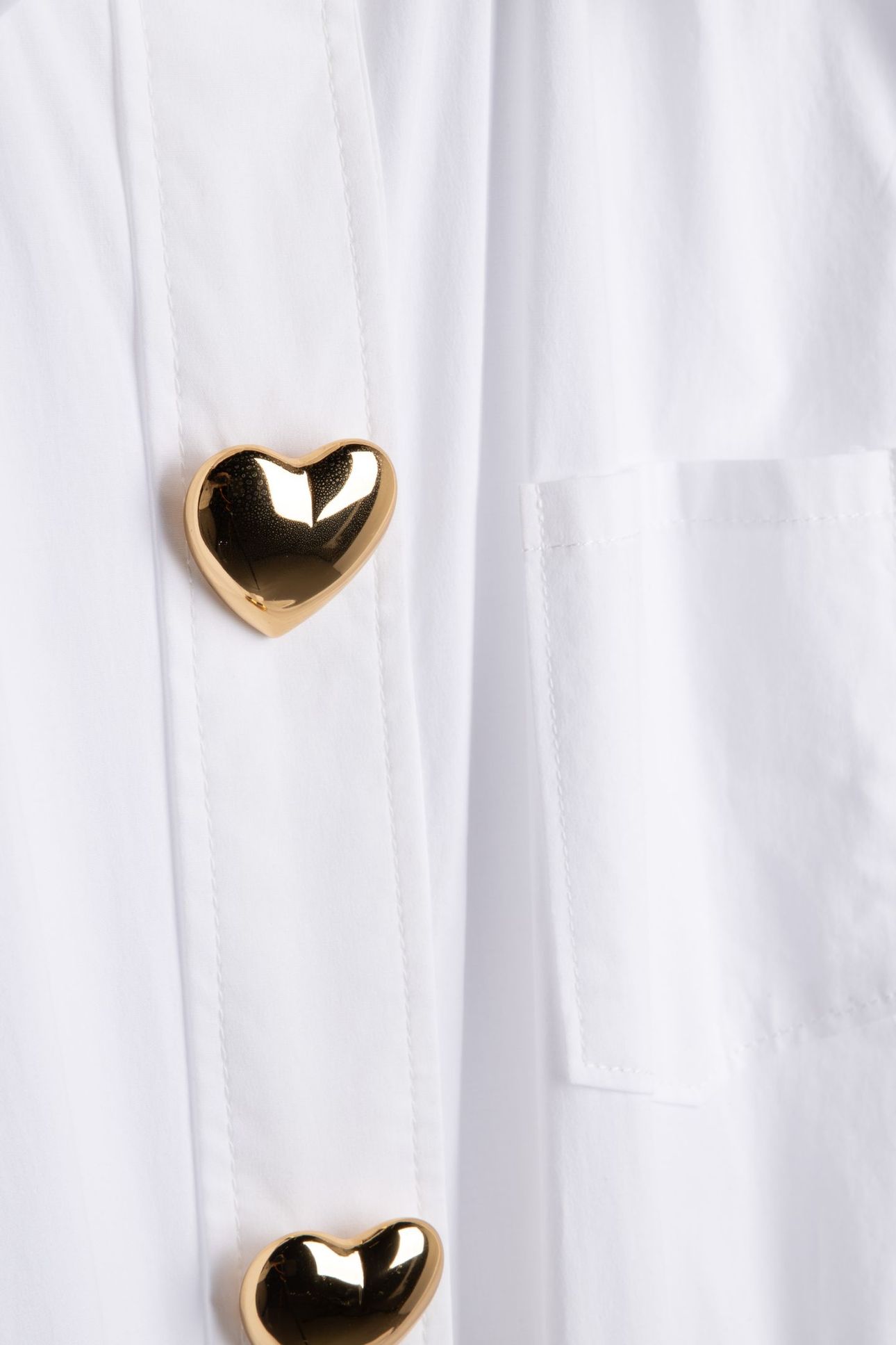 HEART BUTTONS STRETCH POPLIN DRESS WHITE 4