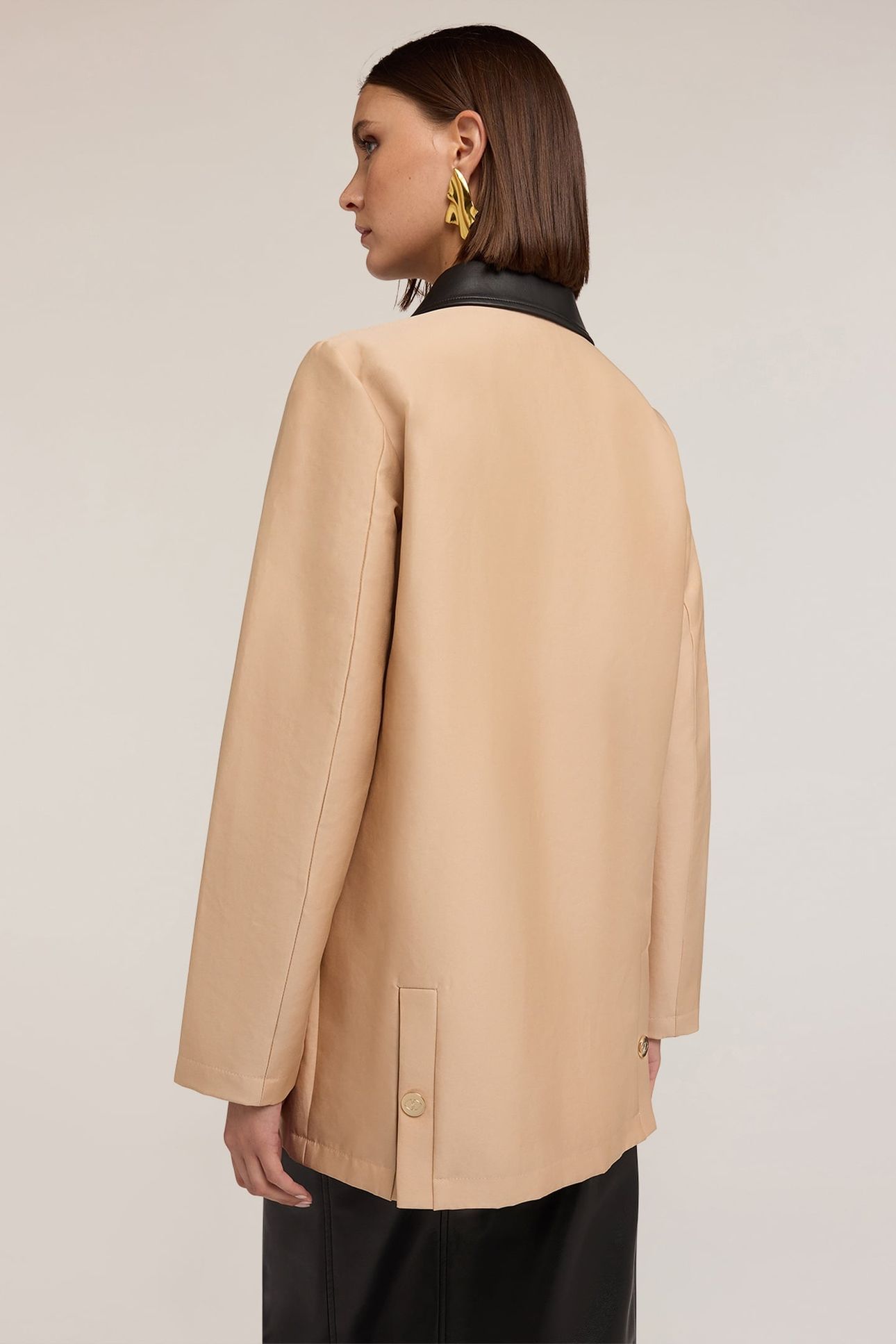 JACKET WITH COATED FABRIC INSERTS BEIGE 3
