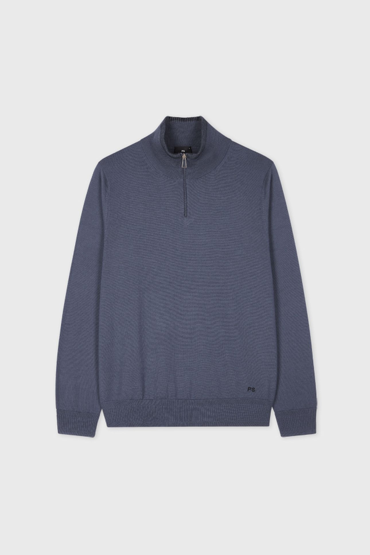 MENS SWEATER ZIP NECK INDIGO 5