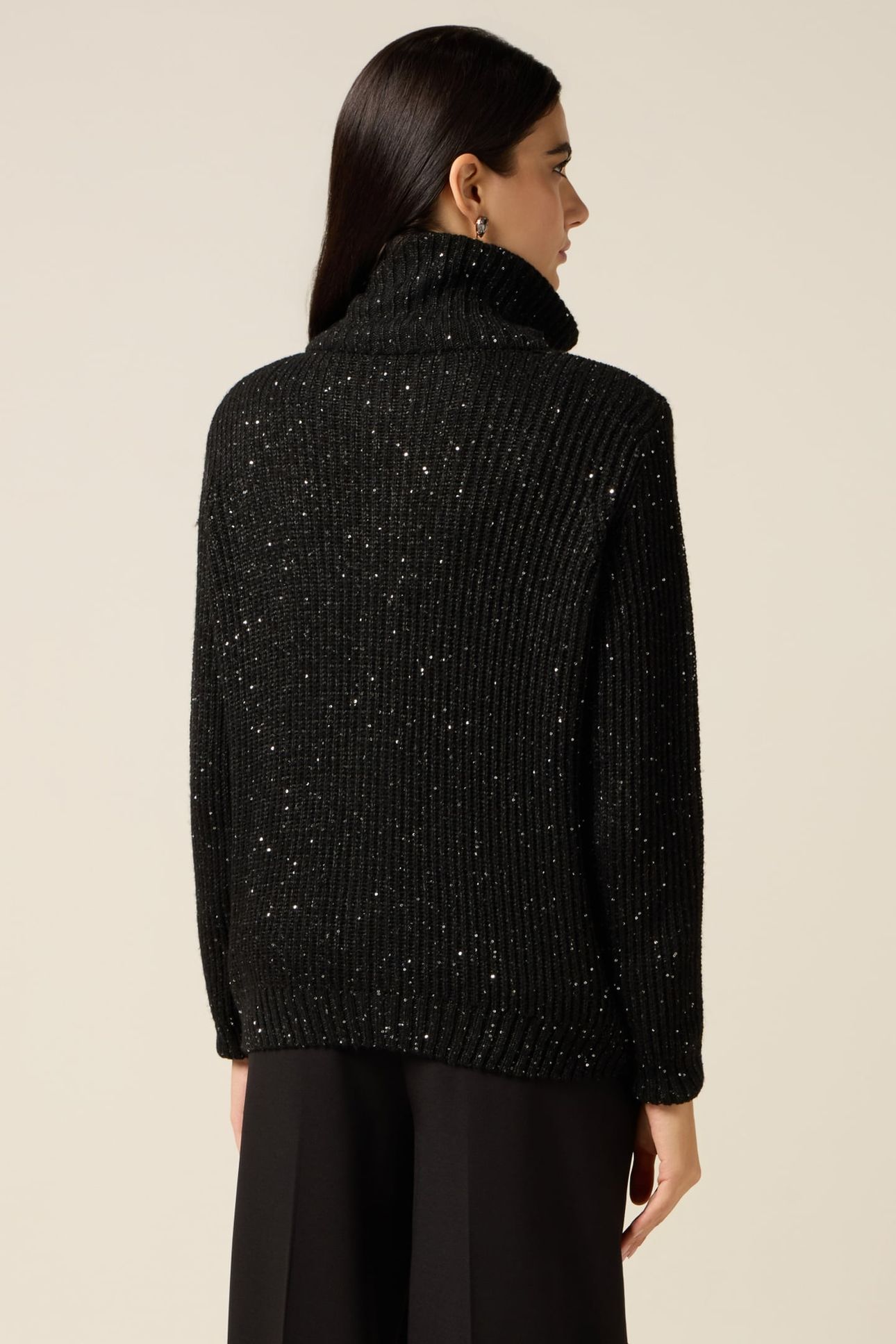 CARDIGAN WITH ZIP AND MICRO SEQUINS BLACK 2