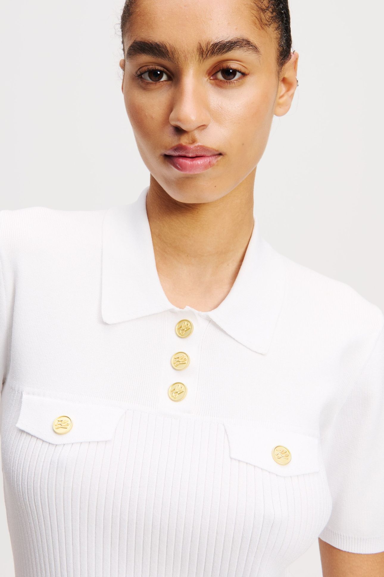 SSLV KNIT POLO WHITE 6