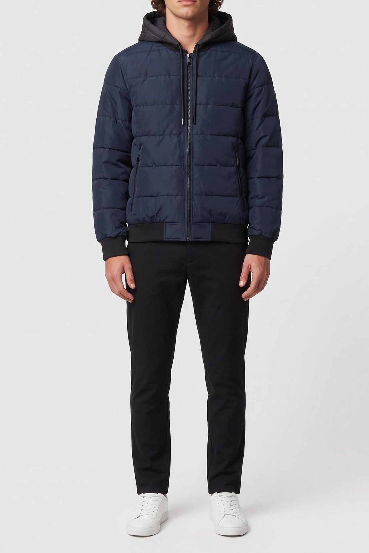 HOODED BOMBER PUFFER COAT MIDNIGHT BLUE 1