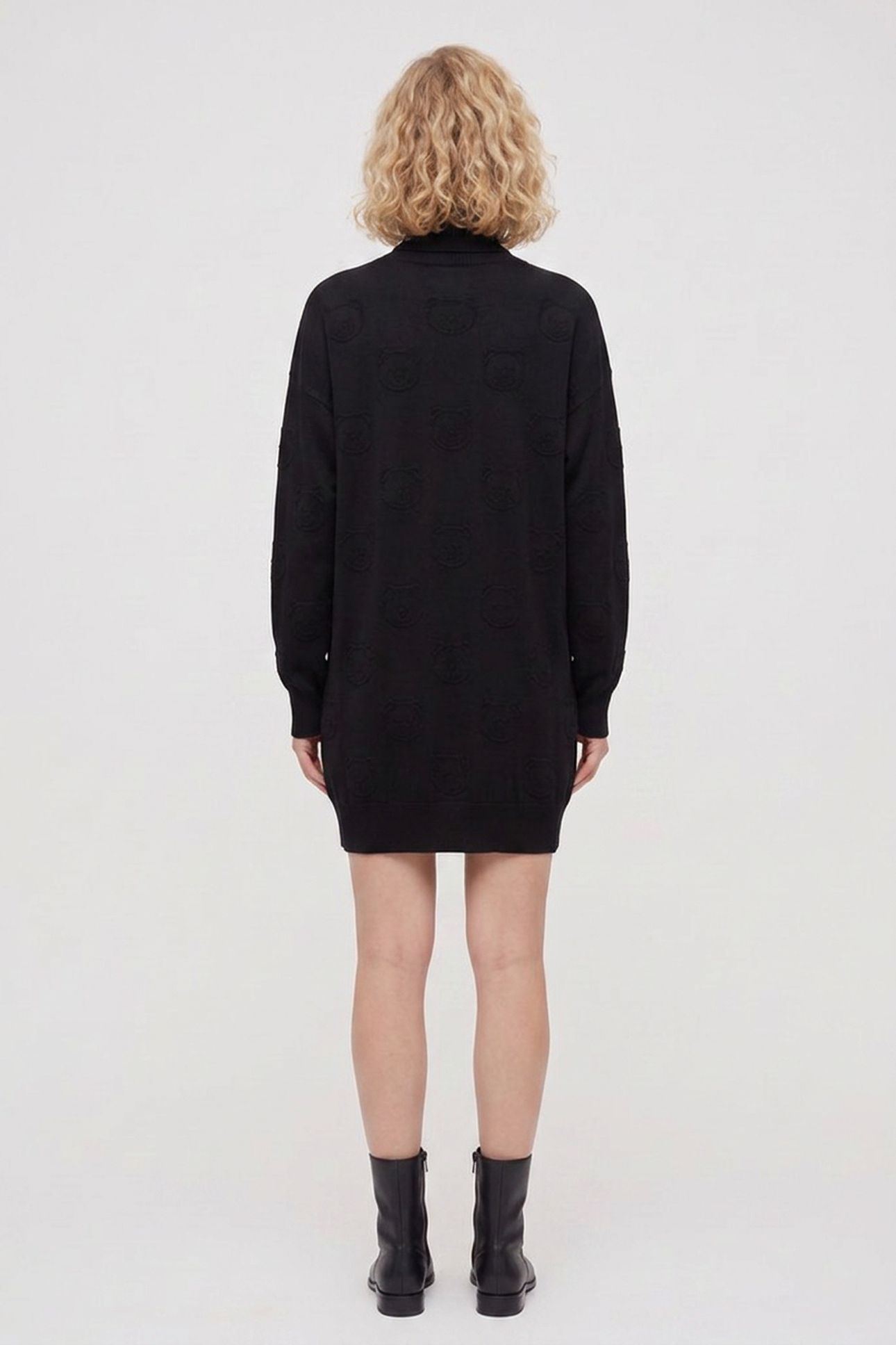 ALLOVER TEDDY BEAR WOOL DRESS BLACK 2