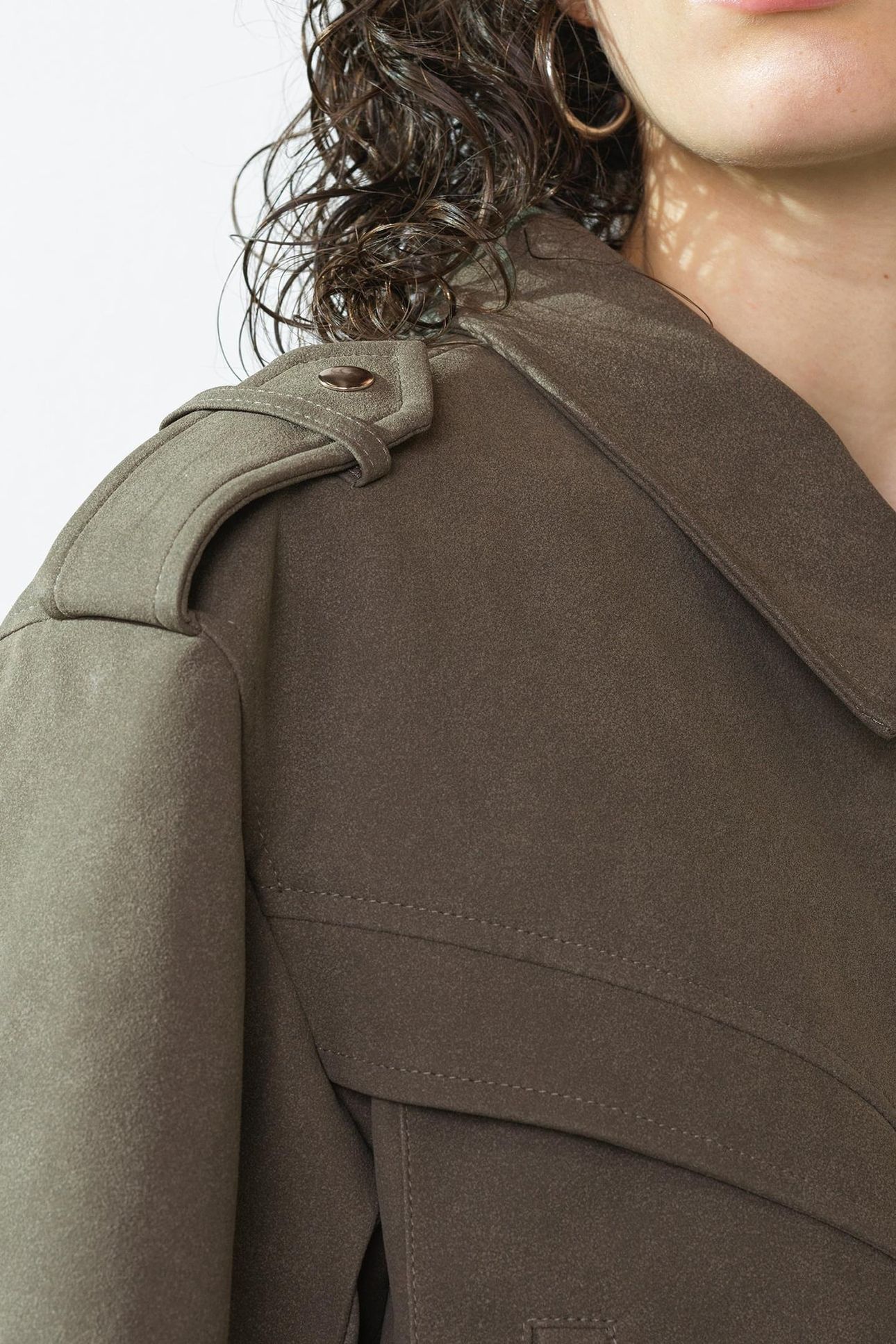 LARISSA FAUX SUEDE BOMBER VINTAGE KHAKI 3