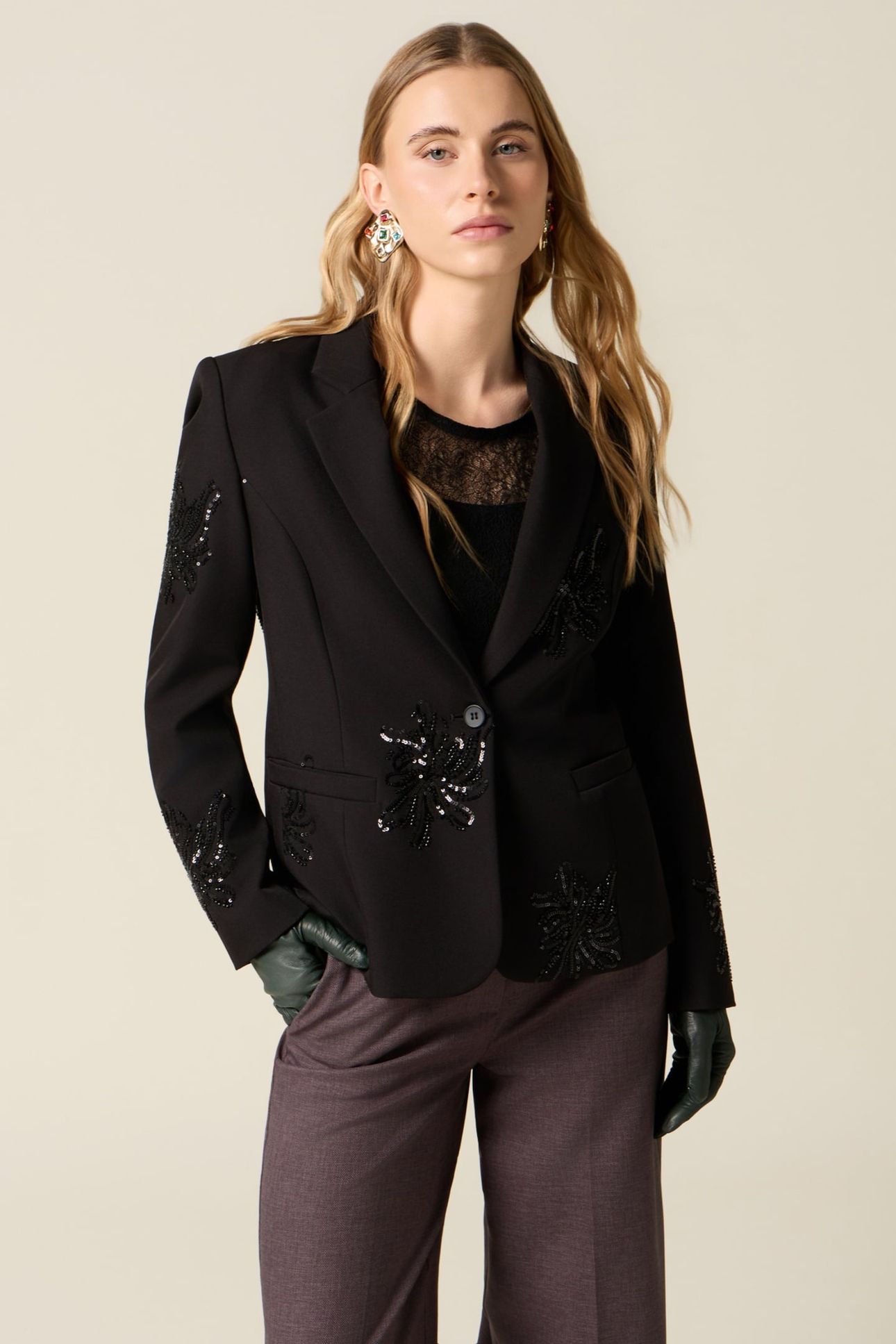 BLAZER WITH SEQUIN EMBROIDERY BLACK 1