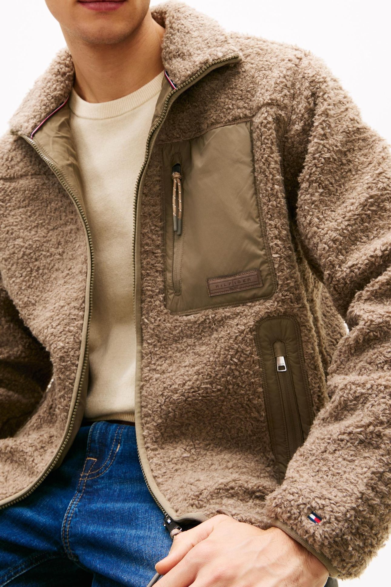 TEDDY FLEECE ZIP THROUGH COASTAL TAUPE 8