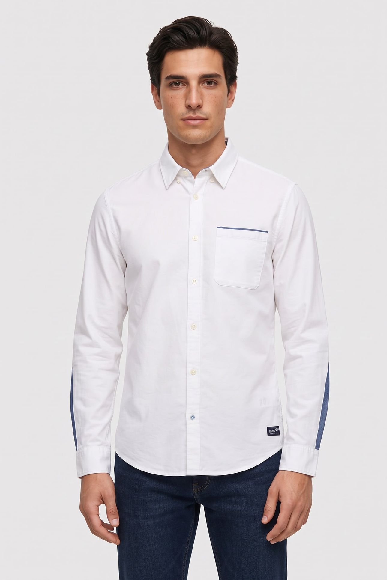 OXFORD REGULAR-FIT CONTRAST SHIRT BRIGHT WHITE 1