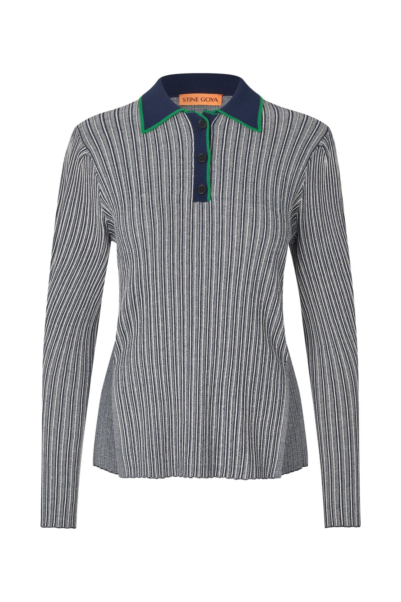 LONG SLEEVE KNIT POLO SOFT STRIPED RIB 3