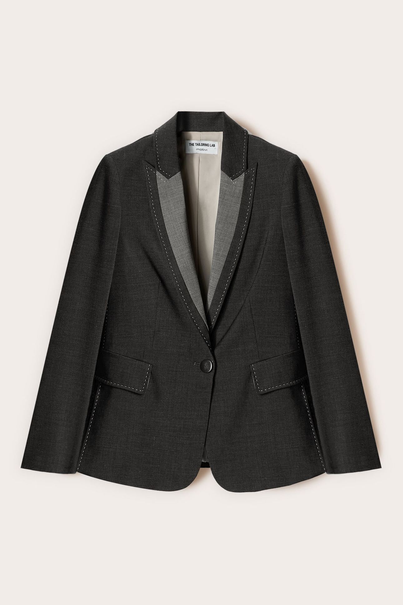 MIXED WOOL CANVAS BLAZER WITH TOPSTITCHING GREY 4