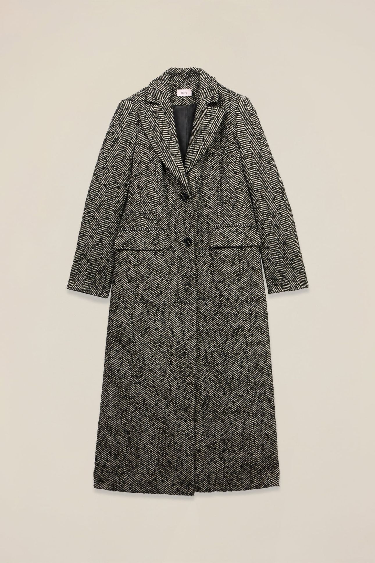LONG HERRINGBONE COAT GREY 4