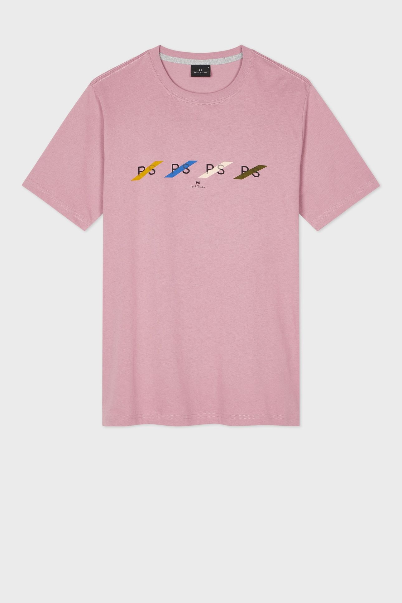 MENS REG FIT T SHIRT PS ROW MULTI MAUVE 1