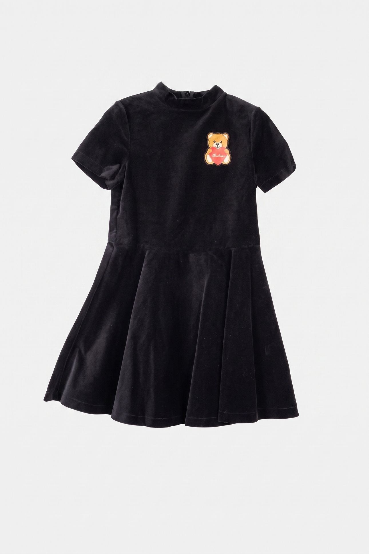 GIRL'S HEART TEDDY BEAR VELVET DRESS BLACK 2