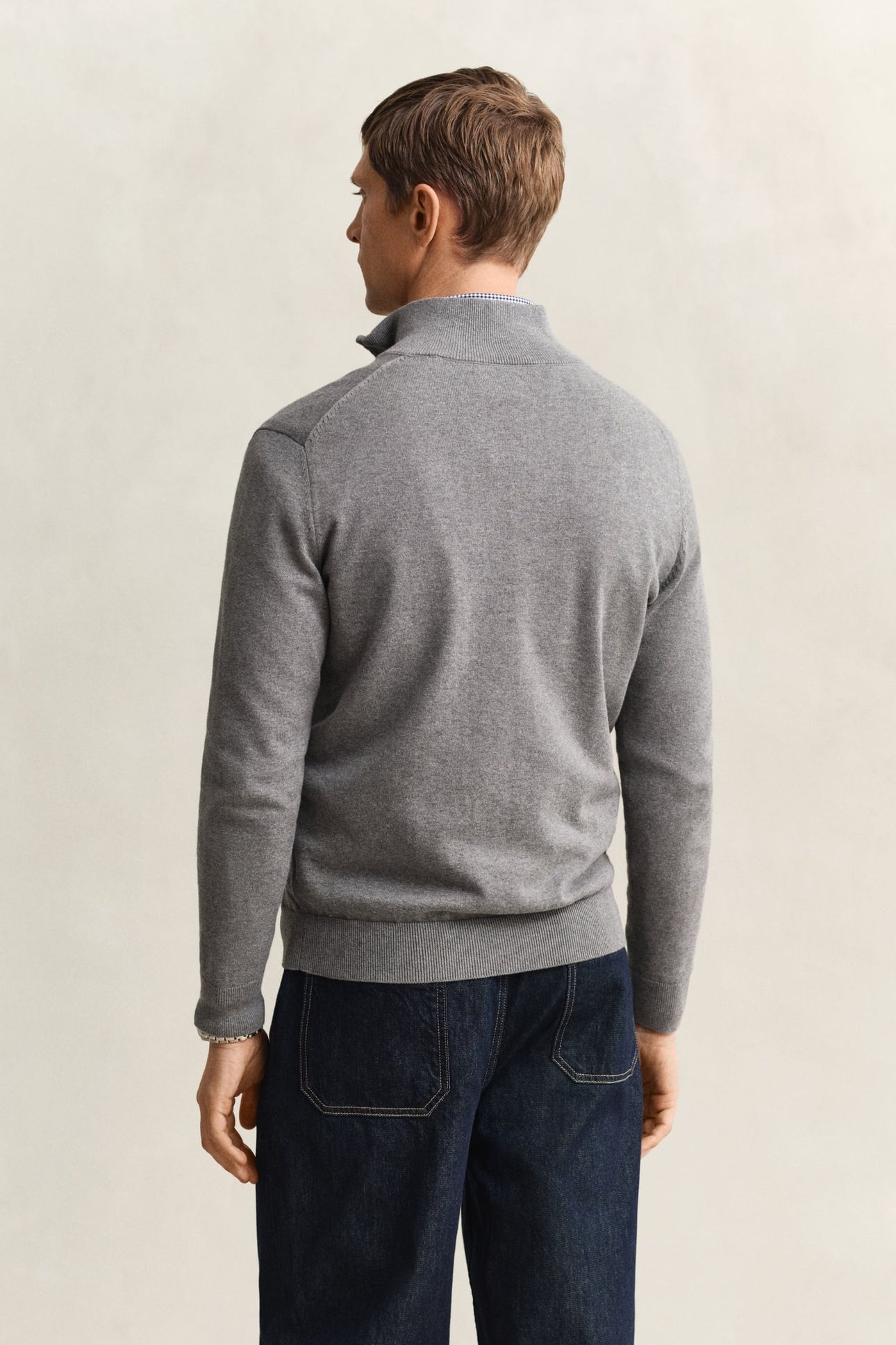 CLASSIC COTTON HALF ZIP DARK GREY MELANGE 2