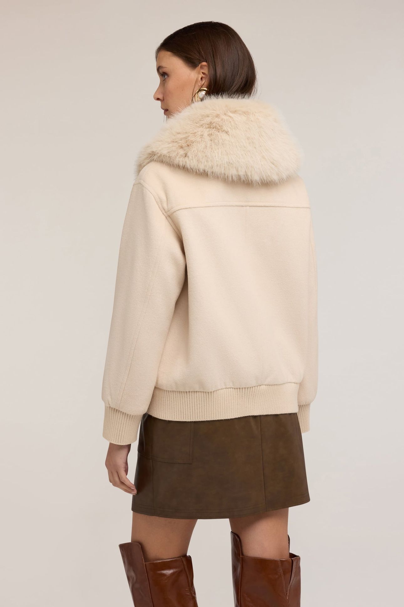 MIXED WOOL CLOTH COAT WITH HIGH COLLAR WHITE 3