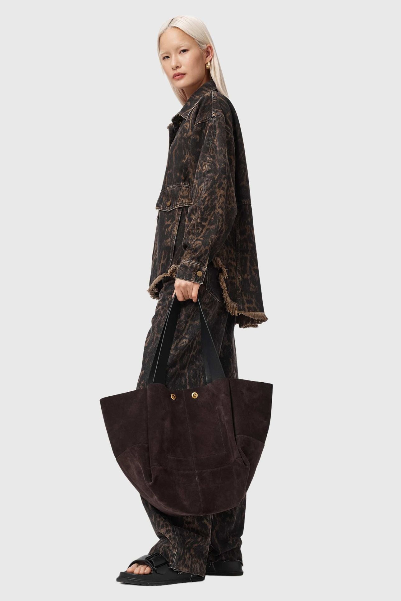 ROSALIE SUEDE TOTE BURNT UMBER RED 4