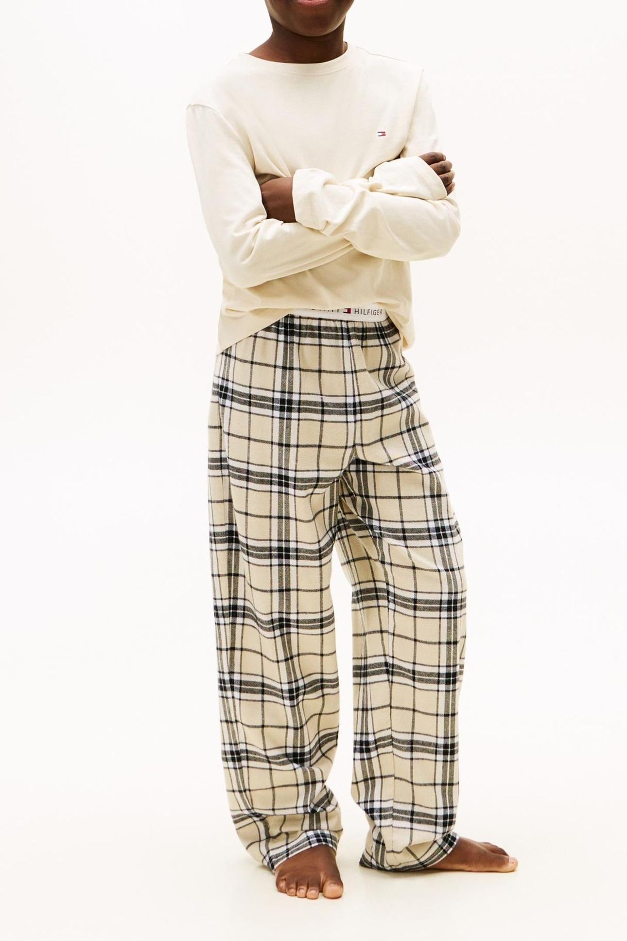BOYS FLANNEL PJ SET NEWSPRINT/TARTAN NEWSPRINT 1