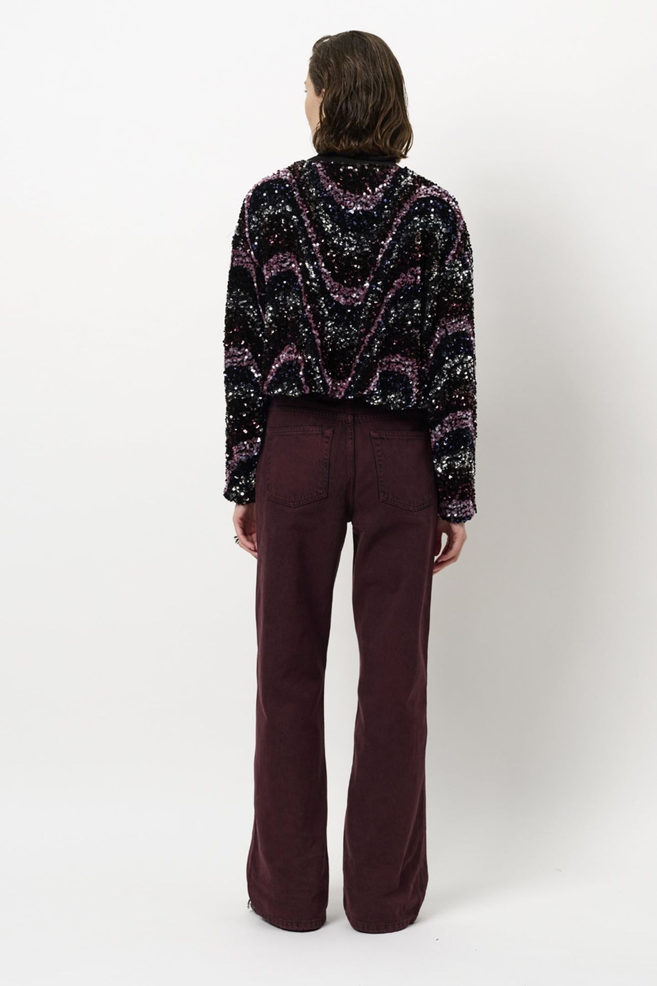 LIZY SEQUINS TOP MULBERRY RED 3