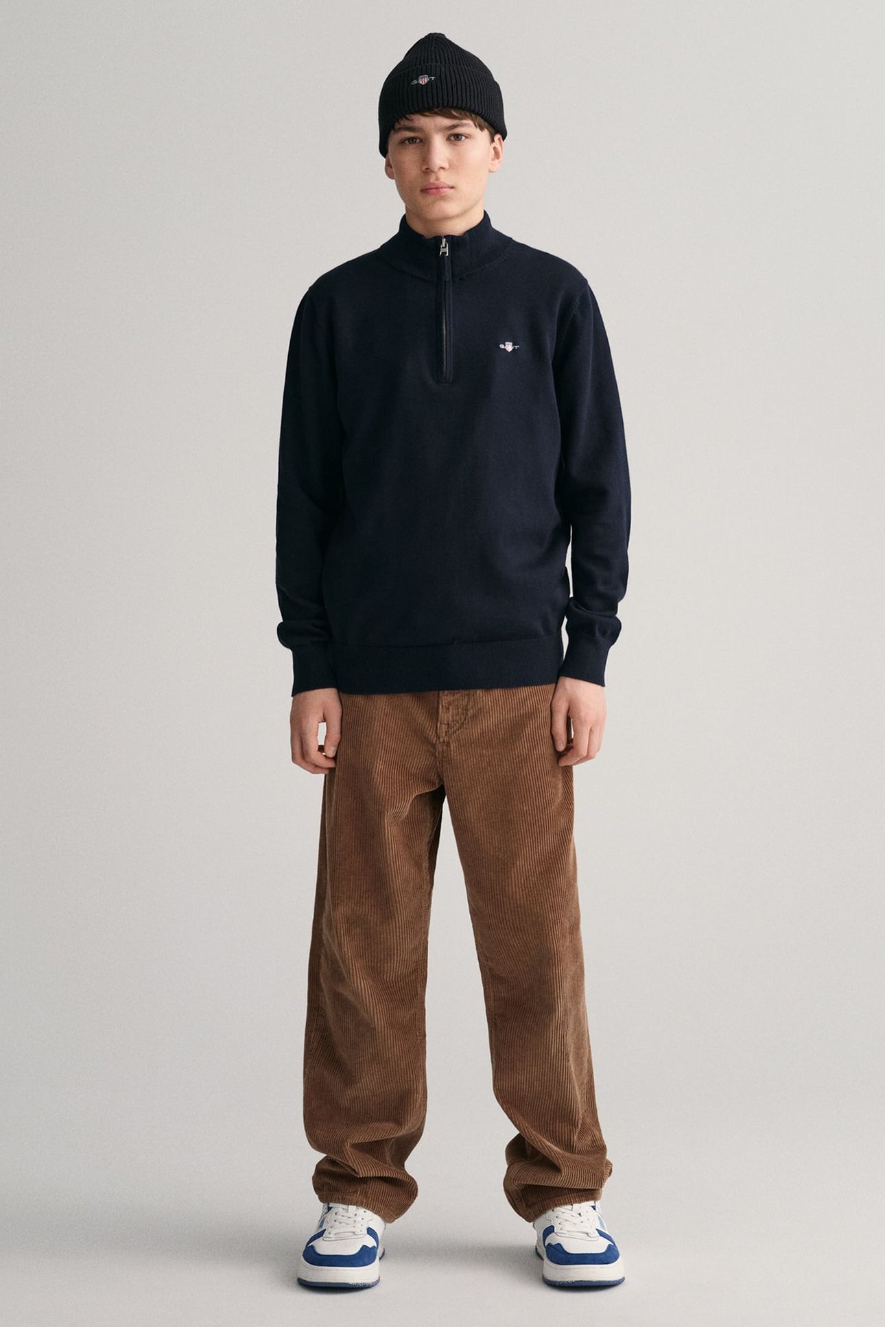 TEEN UNISEX SHIELD COTTON HALF ZIP EVENING BLUE 2