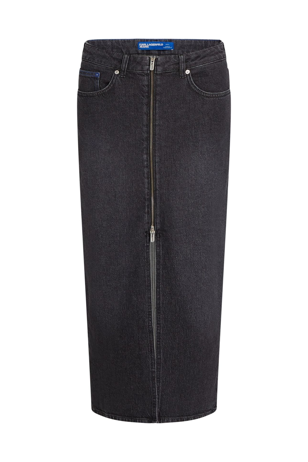 KLJ ZIP DENIM MIDI SKIRT WASHED DARK GREY 4
