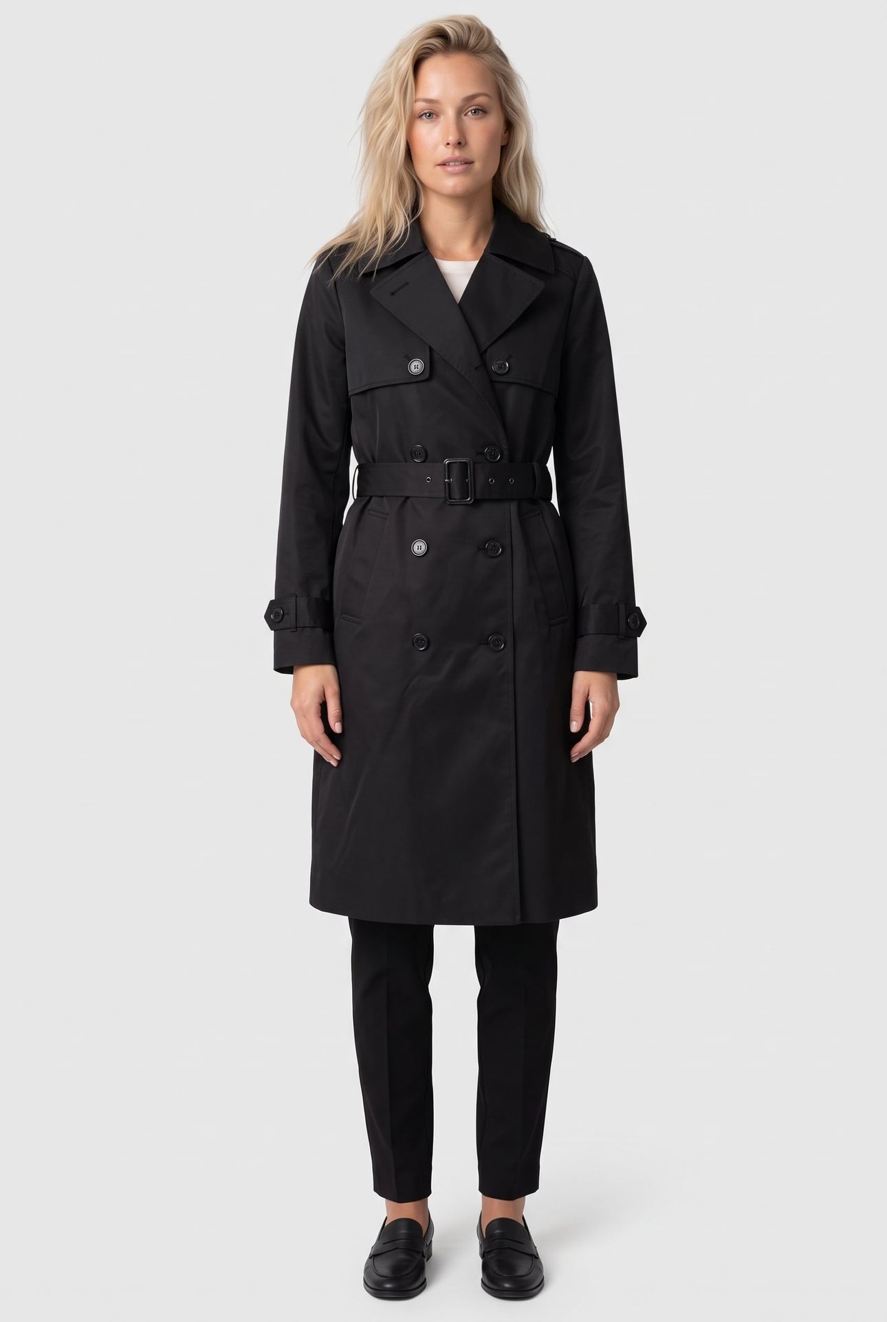 TRENCH WITH SELF BELT BLACK 1