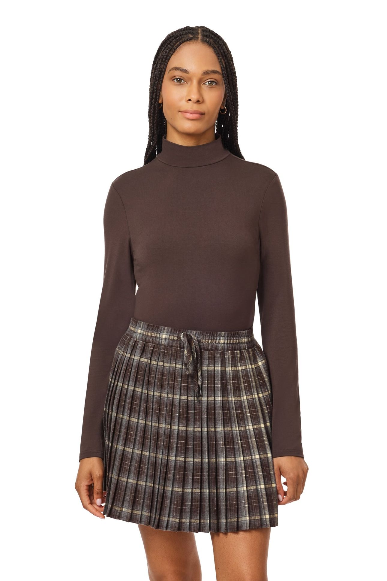 MOCK NECK TOP SEAL BROWN 1