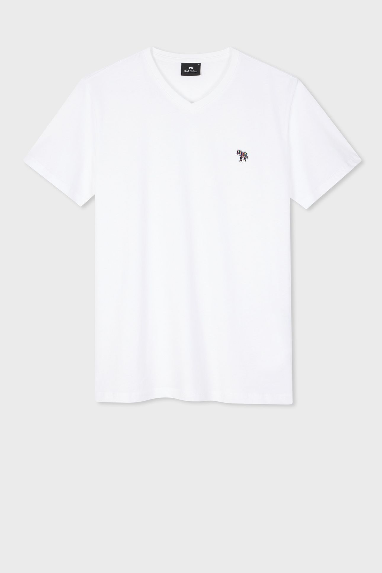 MENS REG FIT SS V NECK TSHIRT ZEBRA WHITE 1