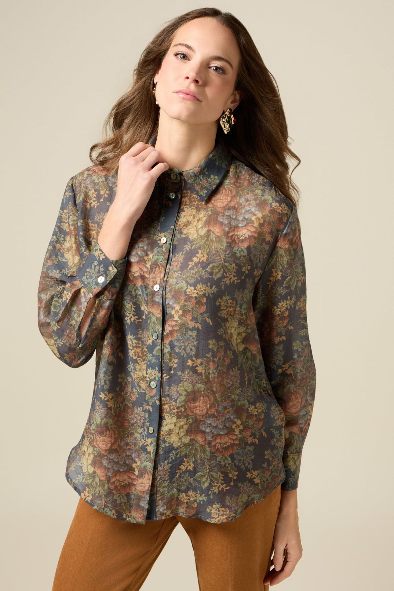 FLORAL PATTERN SHIRT BLUE 1