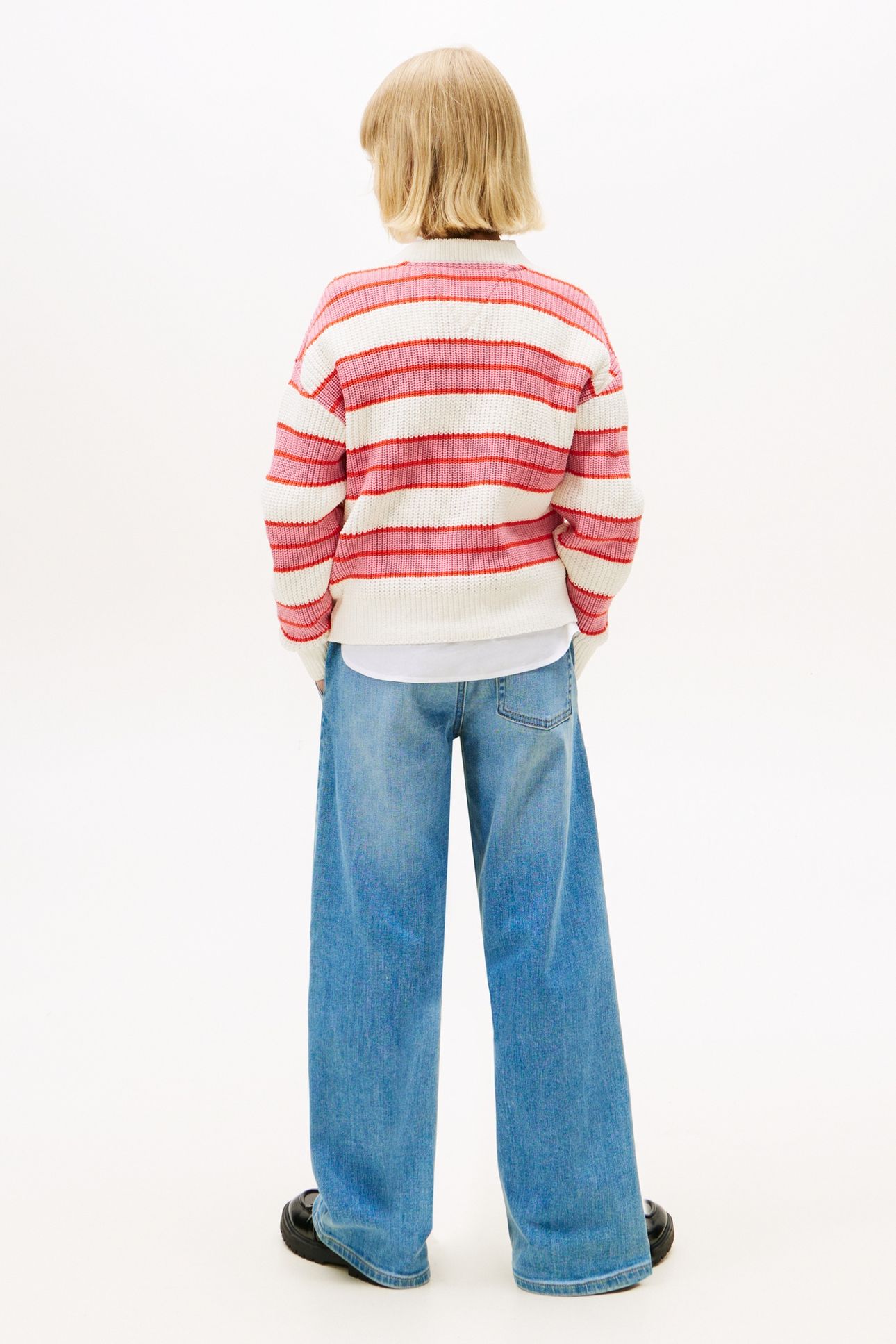 GIRLS STRIPE CHENILLE SWEATER MYSTIC PINK STRIPES 2