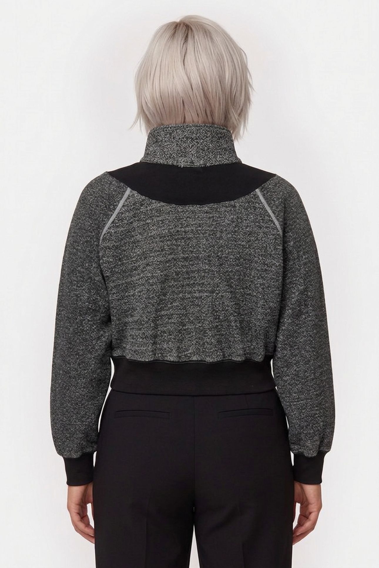 90S UPCYCLED CROP HALF ZIP ASSORTED BLACK 2