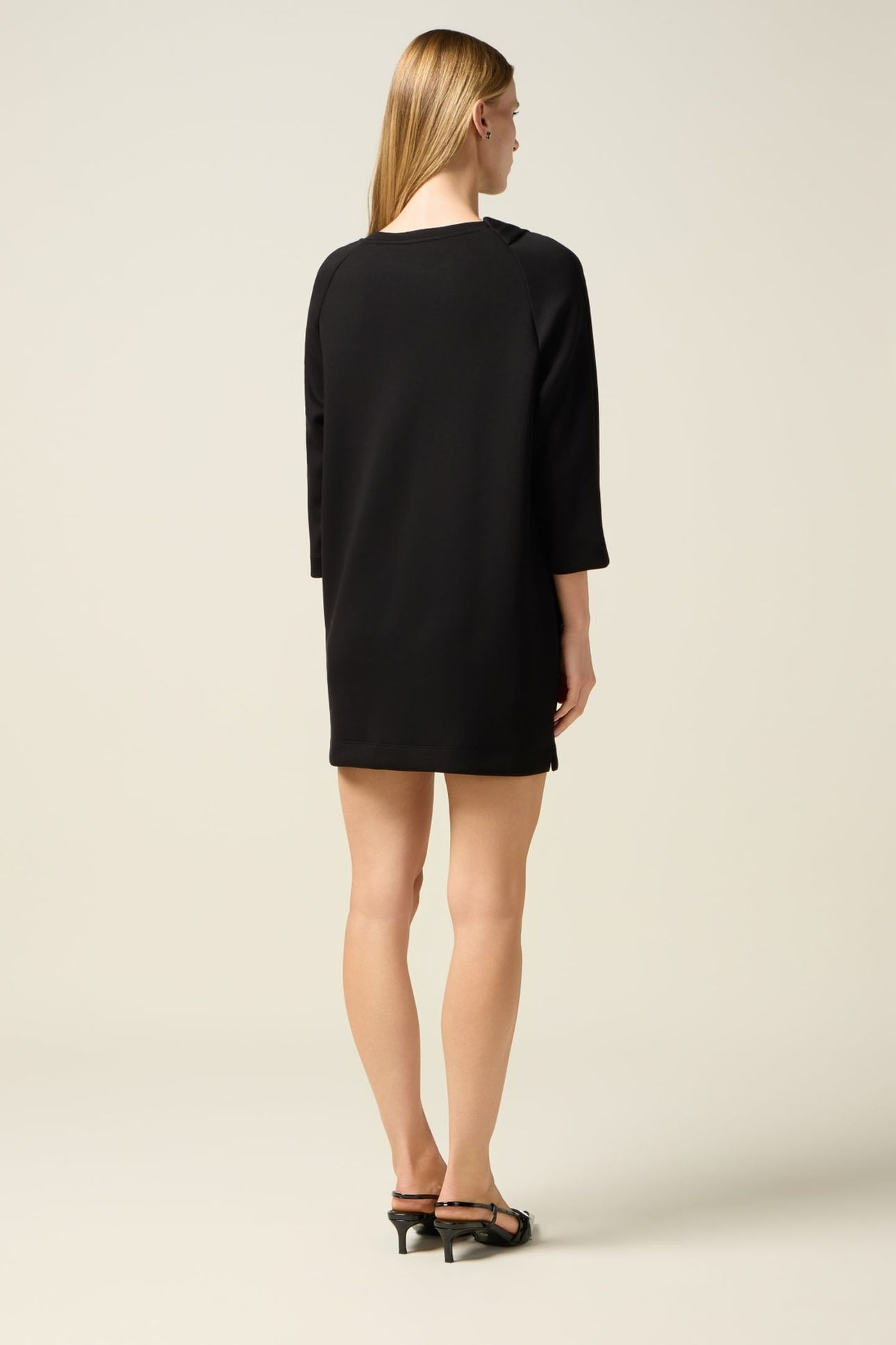 SCUBA DRESS WITH JEWEL BROOCHES BLACK 2