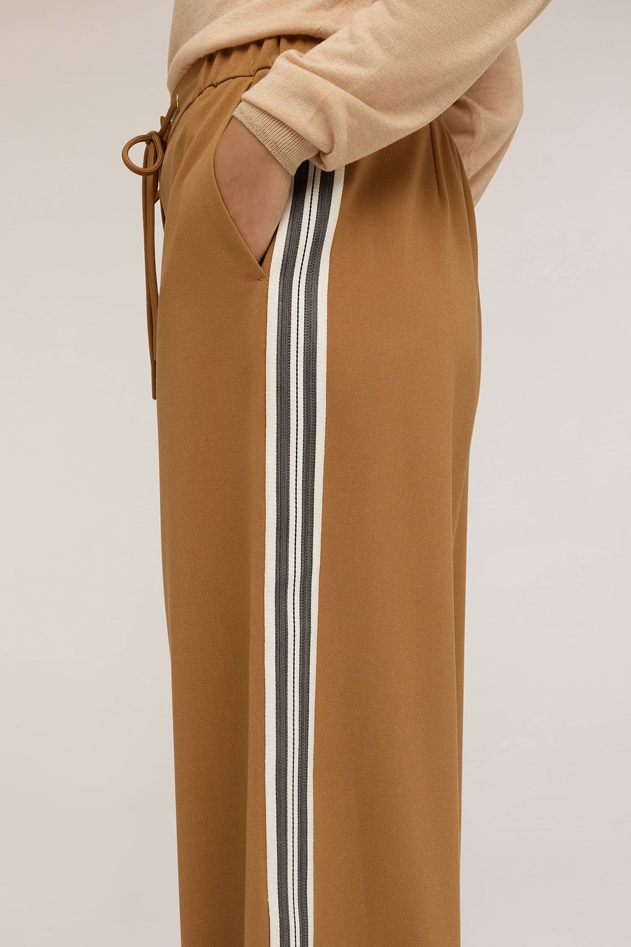 PALAZZO PANTS WITH SIDE STRIPE BROWN 5