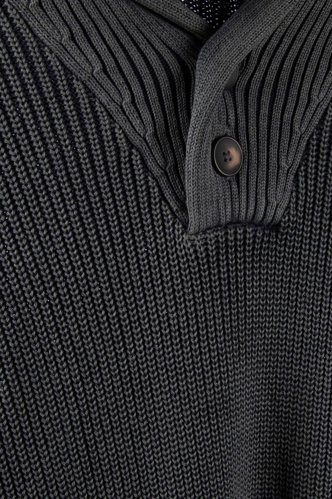 RIBBED SHAWL NECK JUMPER CHARCOAL GREY 4