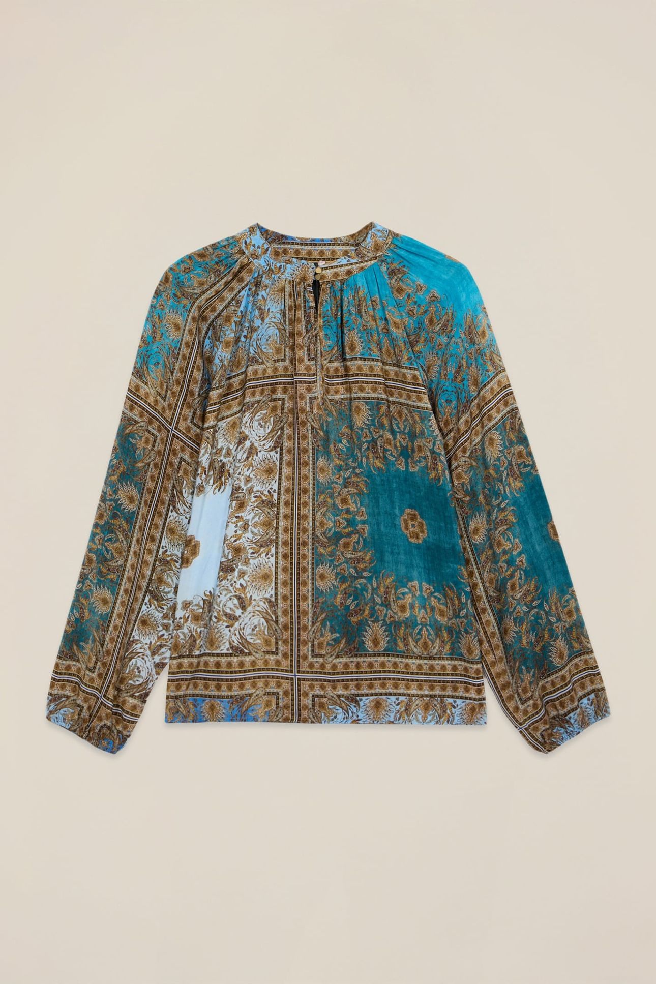 PATTERNED VISCOSE BLOUSE LIGHT BLUE 3