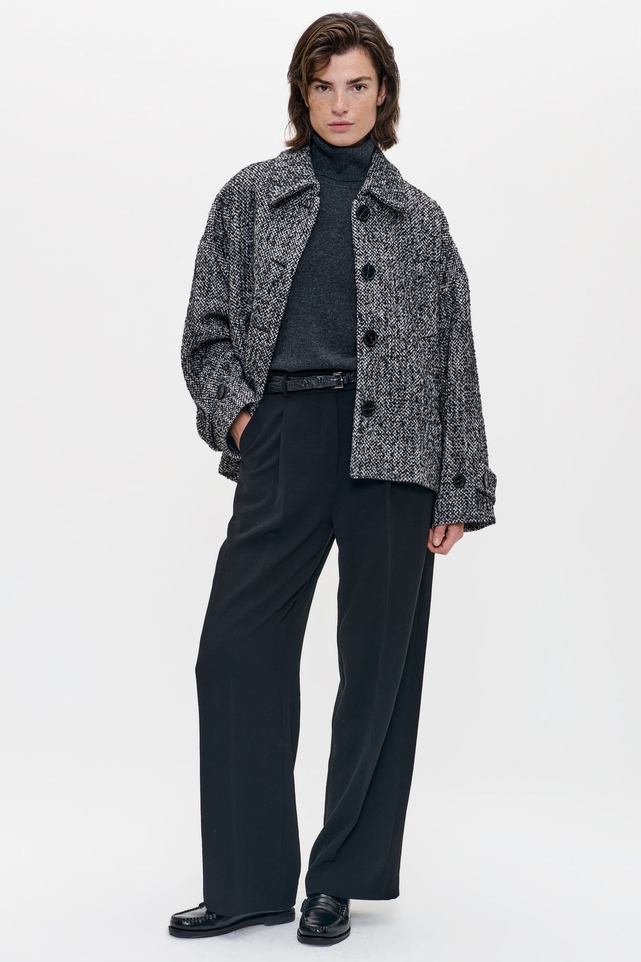TWEED SHORT COAT BLACK 2