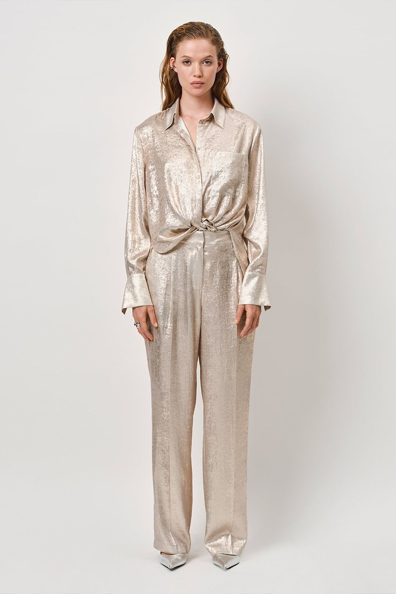 CATHIN METALLIC LONG SHIRT CHAMPAGNE 2