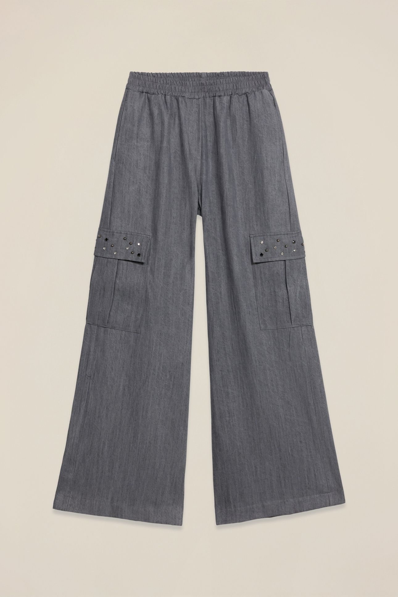 TENCEL CARGO PANTS WITH STONES GREY 4
