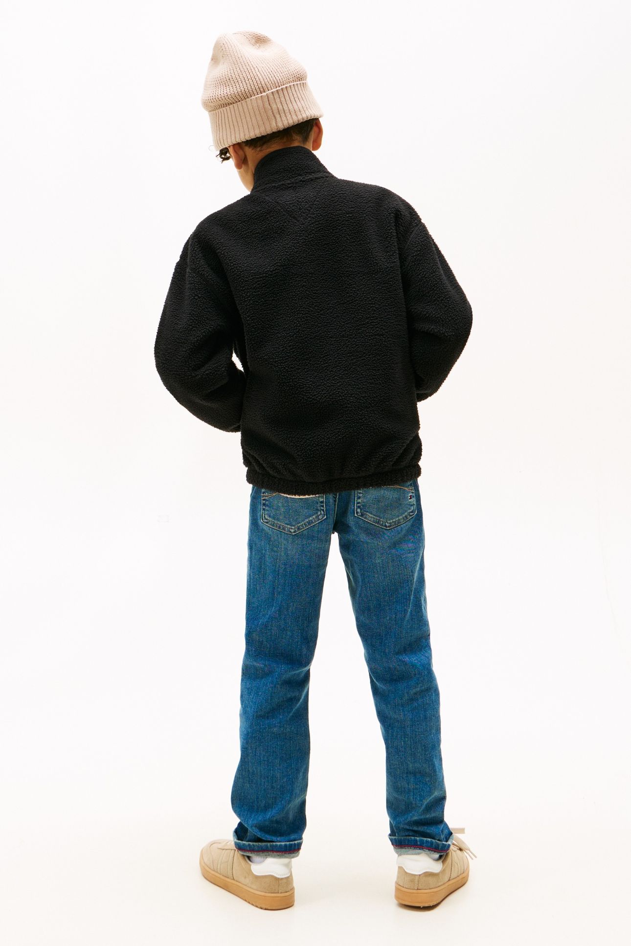 BOYS FABRIC MIX FLEECE ZIP BLACK 2