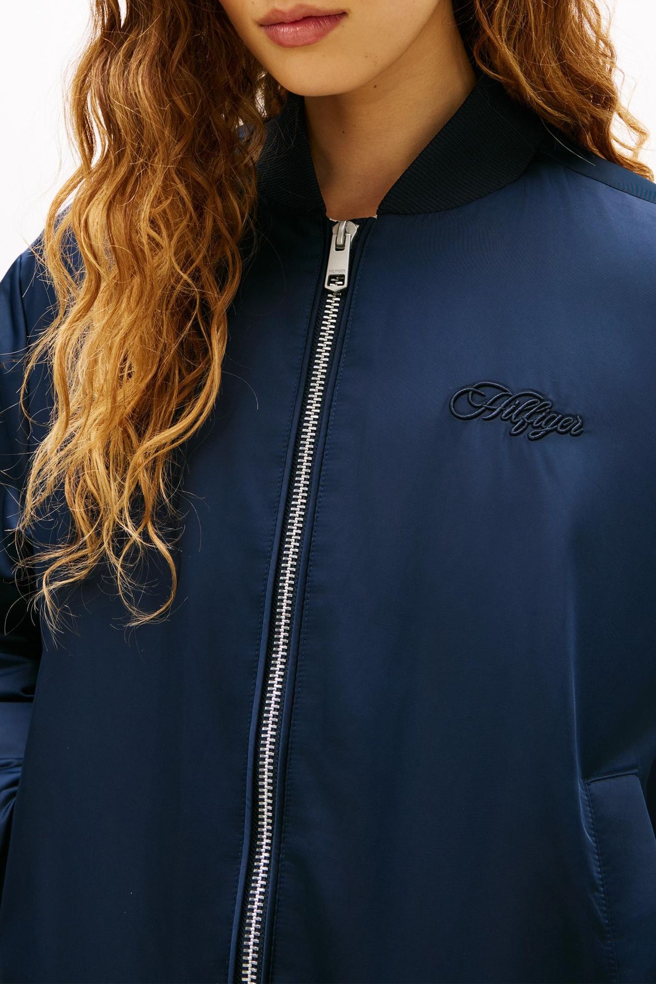 SATEEN PADDED RELAXED BOMBER DARK NIGHT NAVY 4