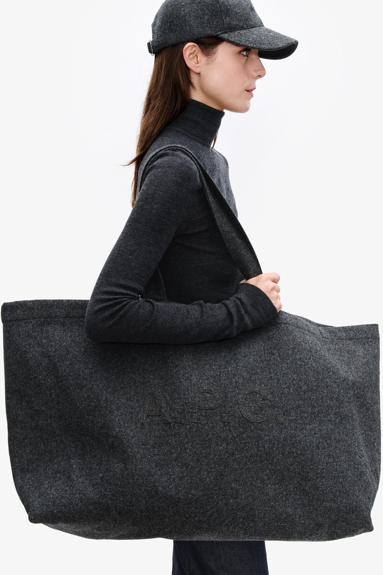 UNISEX SHOPPING BAG TRAPEZE HEATHERED CHARCOAL 1