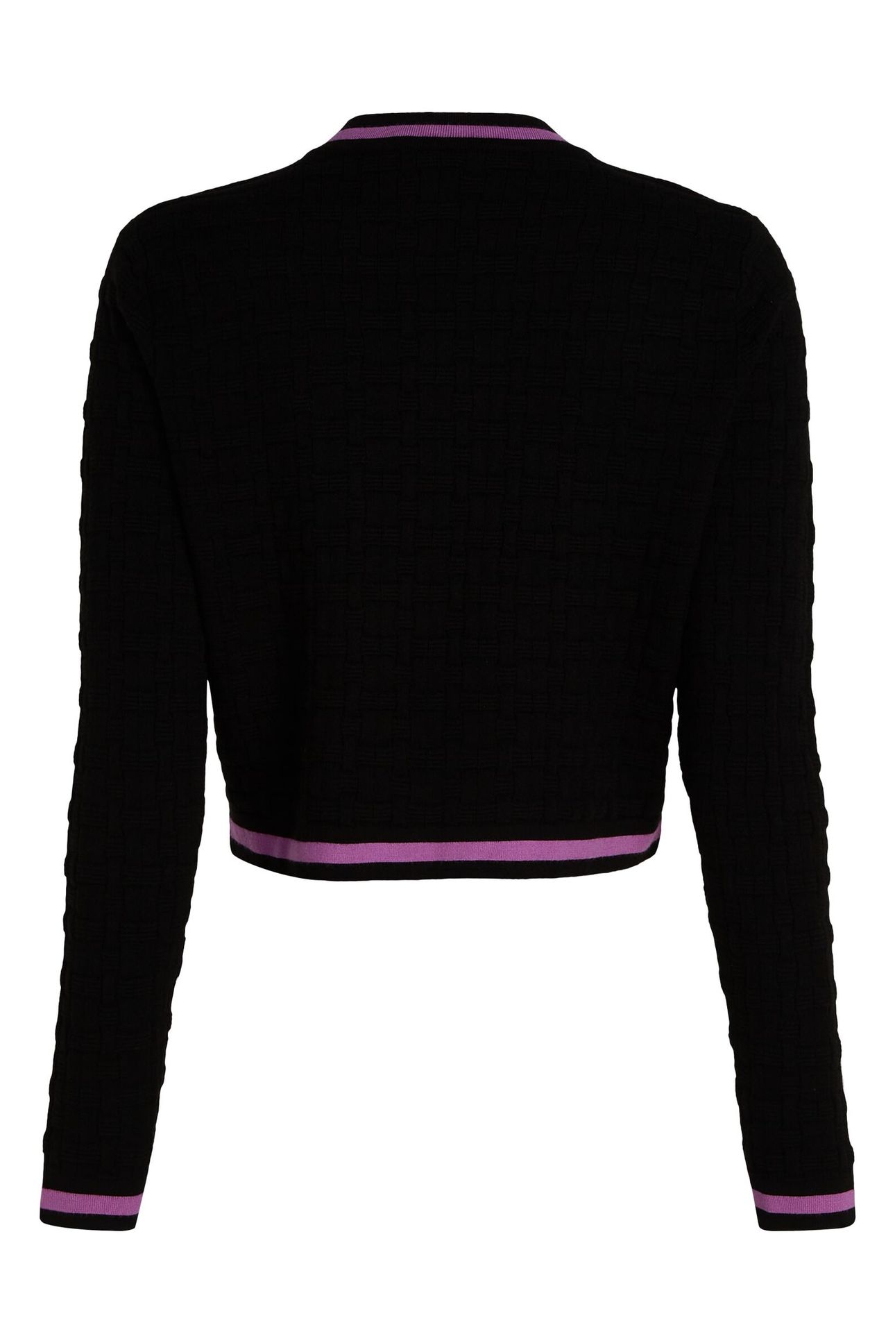 TEXTURED CLASSIC KNIT CARDIGAN BLACK/IRIS ORCHID 5