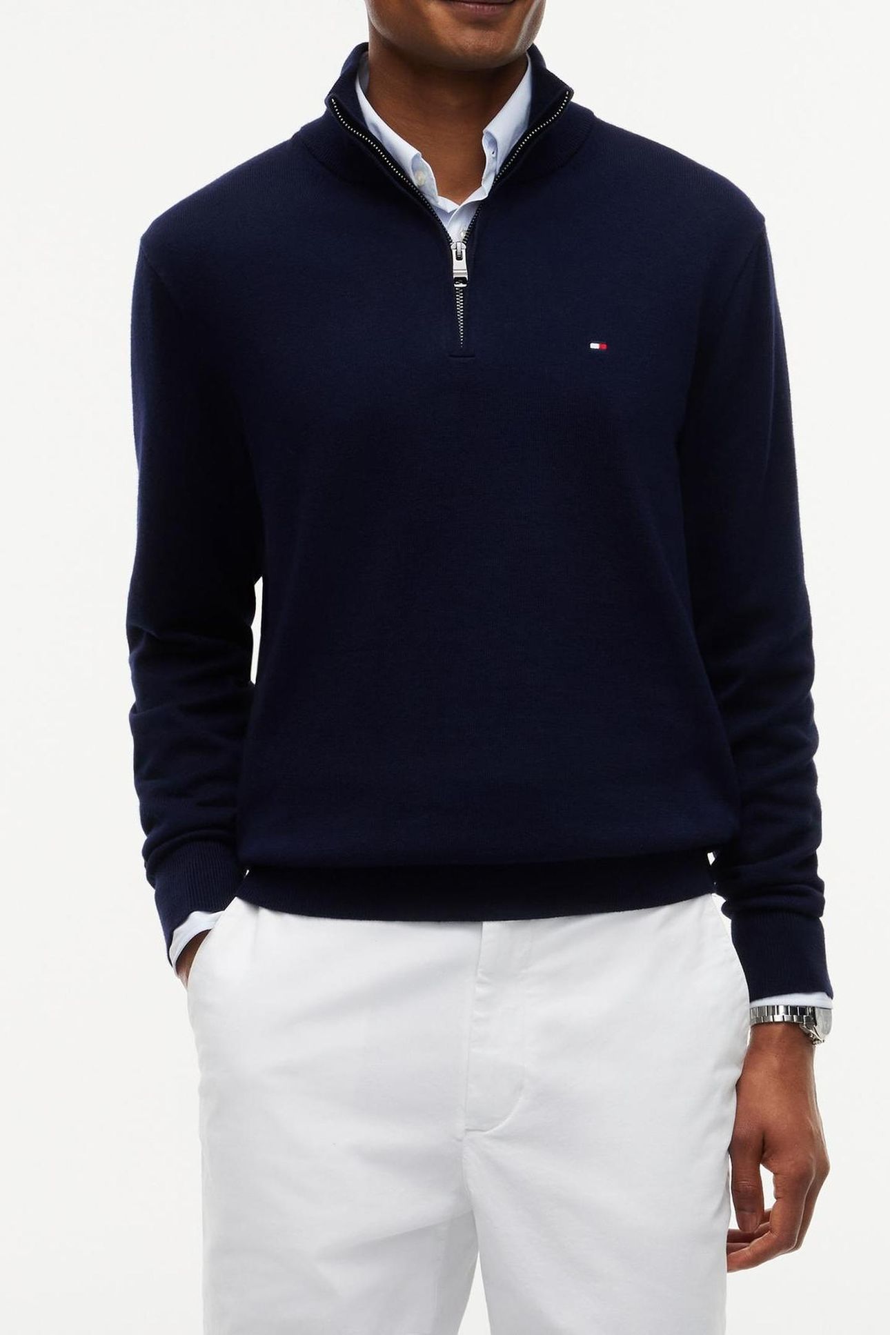 PIMA COTTON CASHMERE SWEATER NAVY BLUE 1