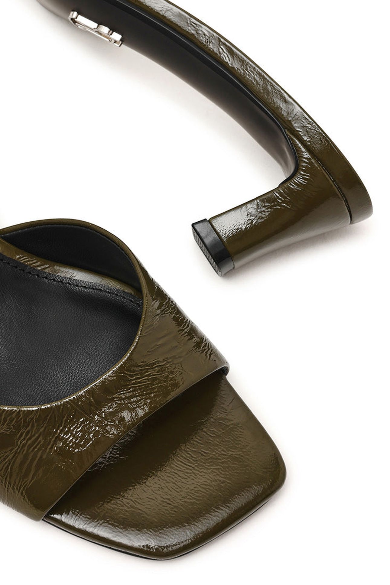 HINTS MULES DK OLIVE CRINKLE LEATHER 5