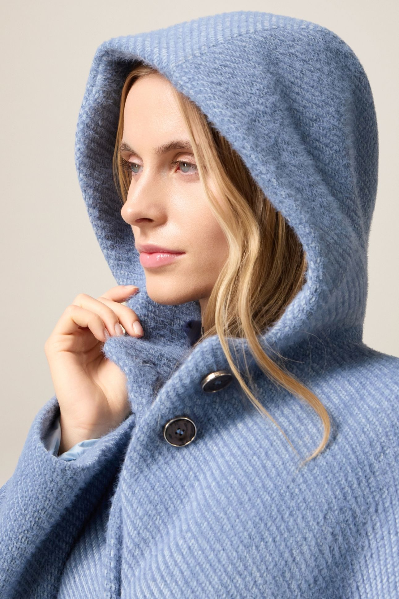 SHORT COAT IN KNITTED FABRIC LIGHT BLUE 8