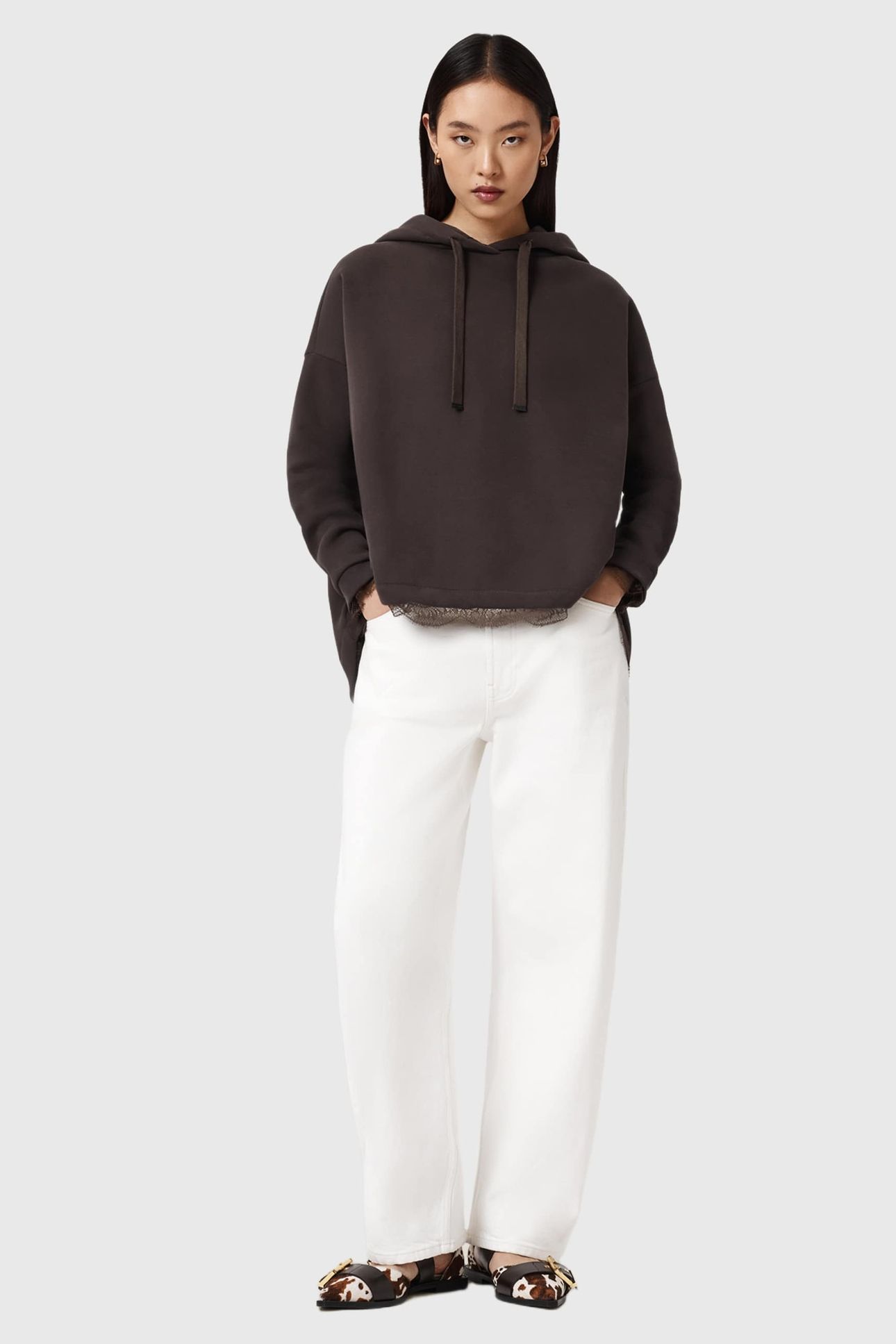 NIA LACE HOODY BOTTLE BROWN 1