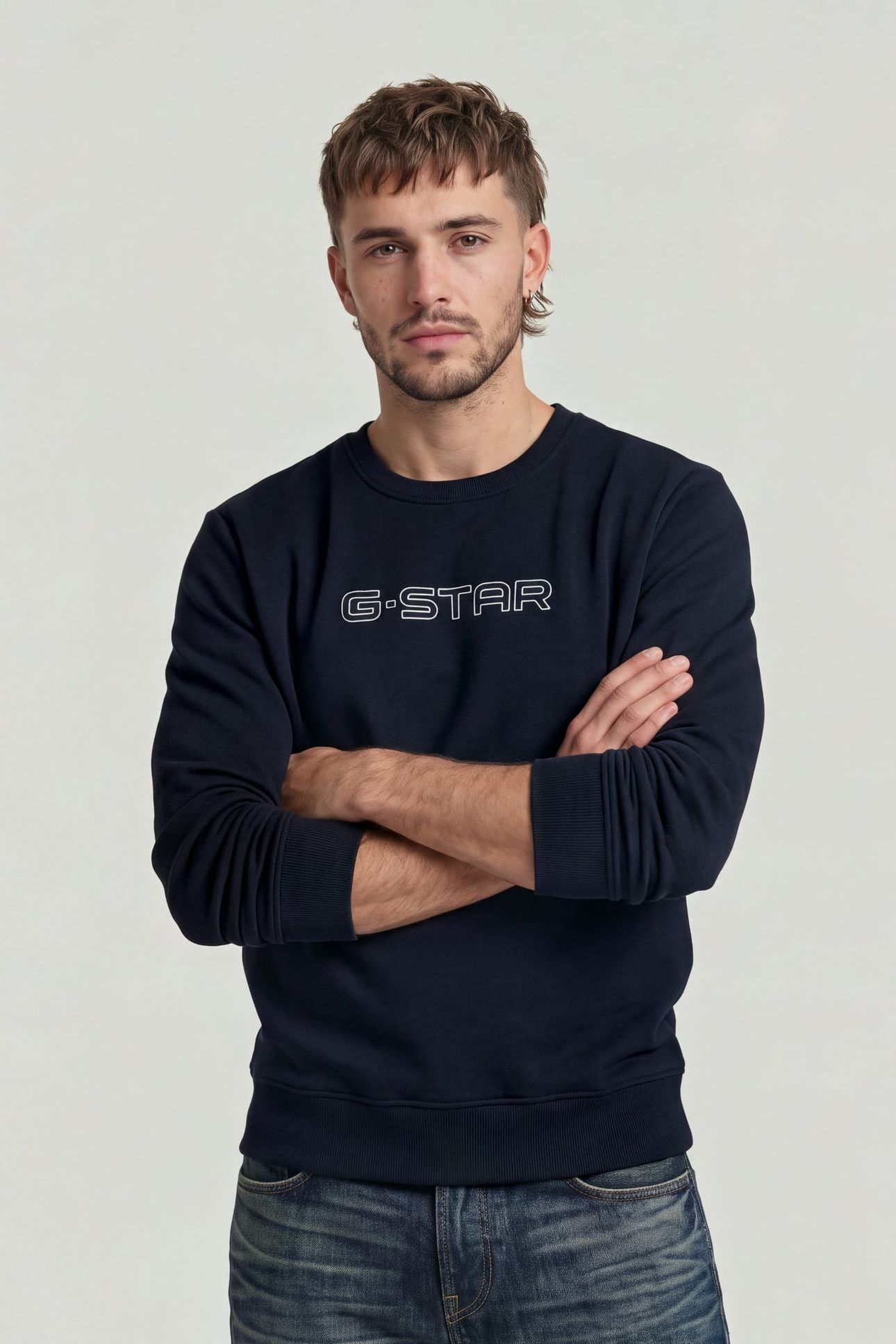 G-STAR SLIM CREW SWEAT L/S BLUE 1