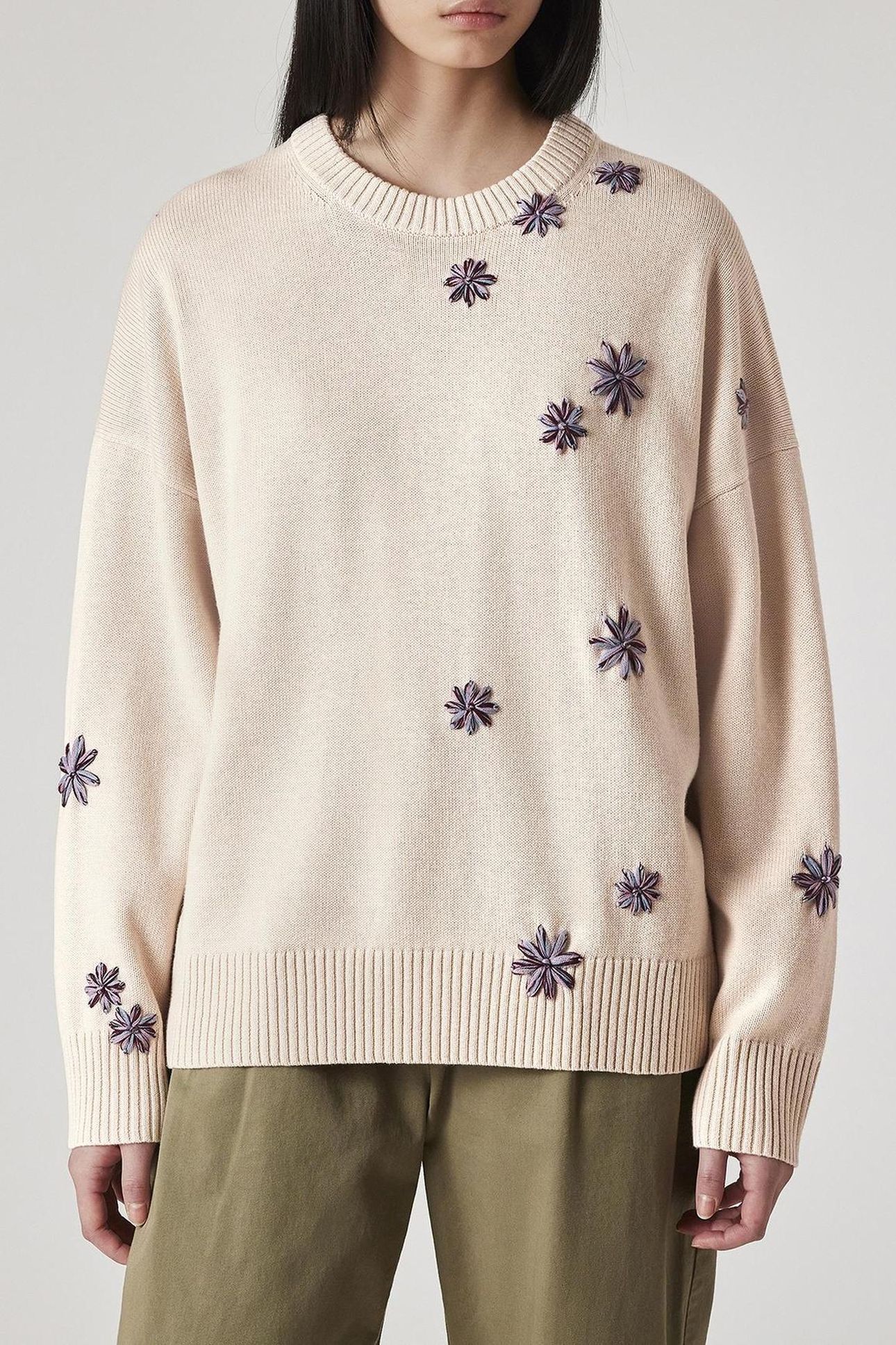 WOMENS KNITTED SWEATER CREW NECK PARCHMENT 1