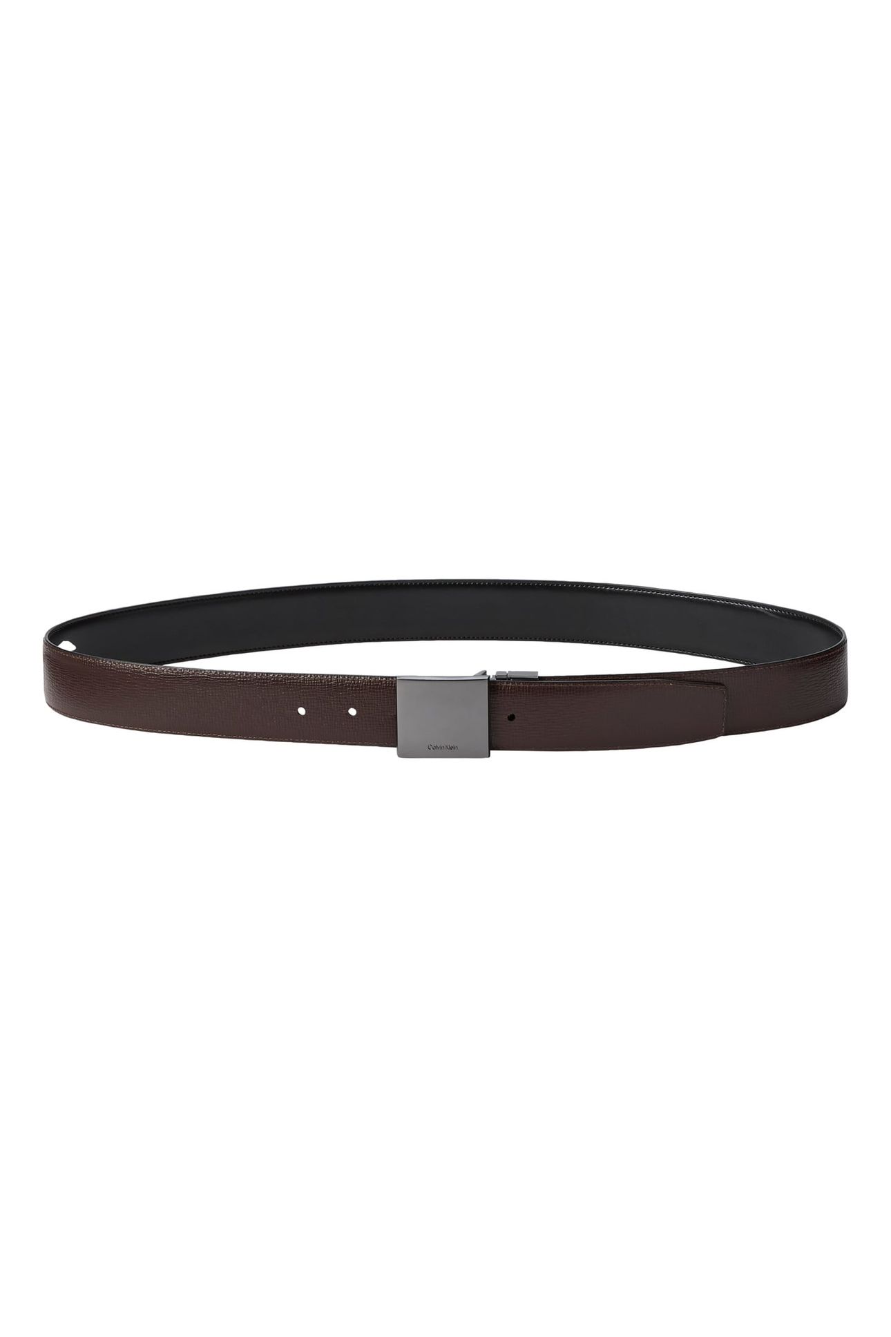 DRESS PLAQUE SMOOTH BELT BLACK/DARK BROWN/MATTE GUNME 2