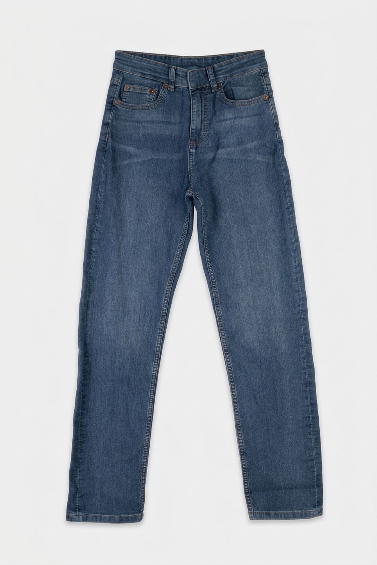 HIGH RISE STRAIGHT JEAN BLUE MID 3