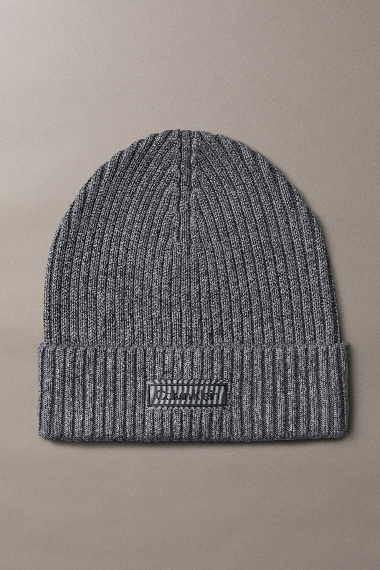 PATCH CHUNKY RIB COTTON BEANIE IRON GATE 1