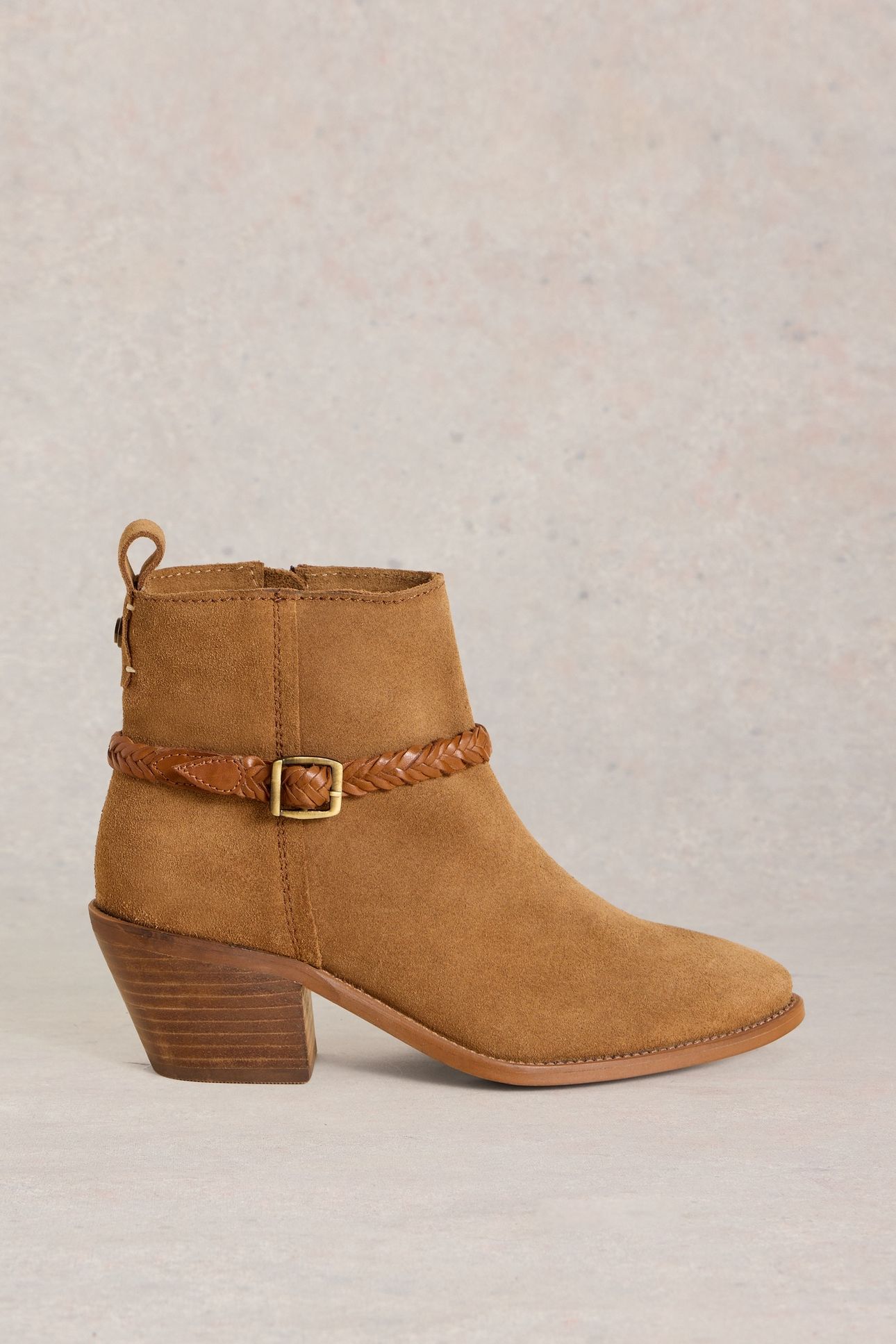PEONY SUEDE PLAIT STRAP BOOT MID TAN 2
